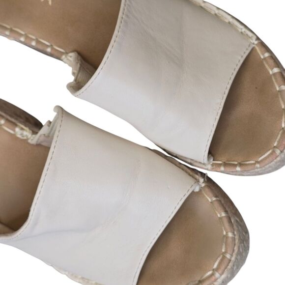 Top Moda Women's 5.5 Ivory Cream Espadrille Chunky Heel Mules Sandals - Picture 11 of 16